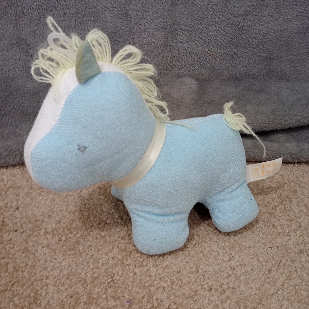 Vintage Fan Fair Fanfair Blue Rattle Pony Small 3 Inch Yarn Hair Yellow
